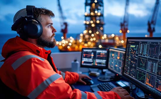 Mining Recruitment Canada, man operating equipment from a large mining boat